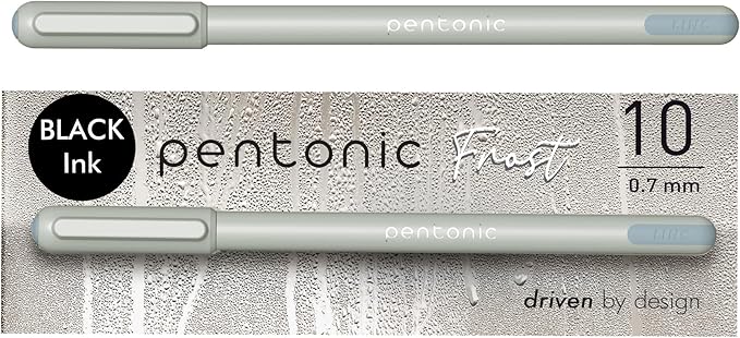 Pentonic Ballpoint Pens, 10 Count, Frosted Pale Gray Barrel with Black Ink, 0.7 mm Fine Point, Smooth Writing For Journaling & Note Taking (PEN13086)