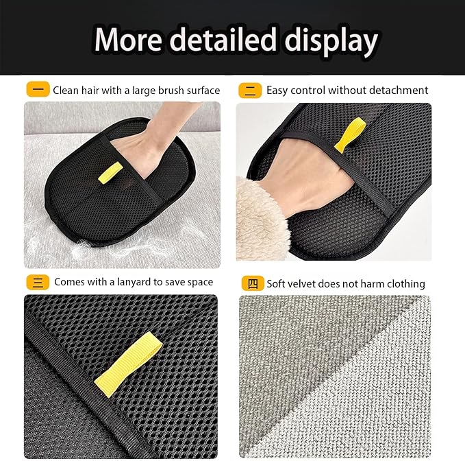 OYXYIGOUCL 3 Pcs Pet Hair Remover Electrostatic Gloves，Pet Hair Removal Glove,Electrostatic Pet Hair Remover Gloves for Furniture, Carpet, and Car Seats - Reusable Pet Grooming Tool (3)