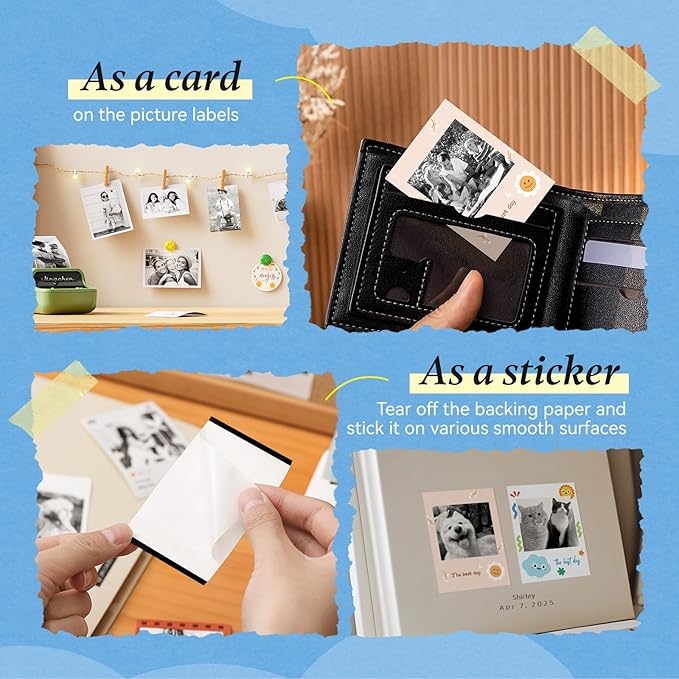 NIIMBOT Photo Papers Only for B21 Pro 300DPI Label Maker, Thermal Picture Labels Good Idea to Print Photos, Beauty Memories, Note,List (2.13''x2.91''-54x74mm)
