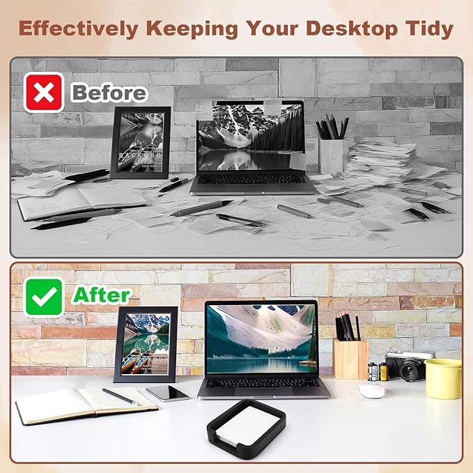 4x6 Memo Paper Holder Organizer for Desk Black Wooden Note Paper Tray with 100 Sheet Blank Memo Pads 4x6 Index Card Tray Black Wood Sticky Note Holder for Office Home School