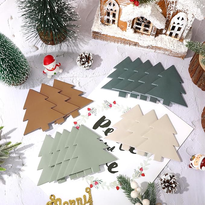 1200Pcs Christmas Sticky Notes Green Brown Xmas Tree Shaped Self Adhesive Notepads Removable Memo Pads for Home Office Classroom Supplies