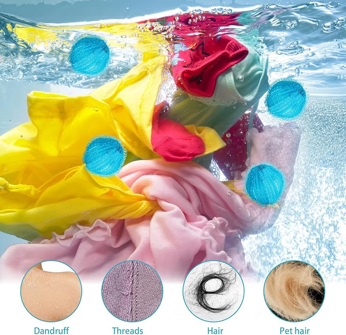 Pet Hair Remover for Laundry 12PCS Reusable Dog Hair Catcher Efficient for Clothes Bedding Washer Dryer Safe No Fabric Damage