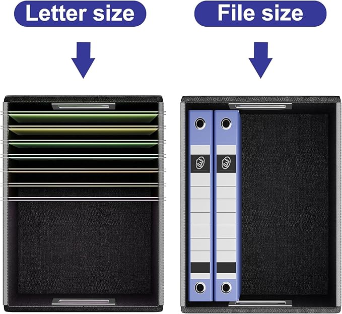 Huolewa Portable Leather File Organizer Boxes with Lids, Collapsible File Folder Organizer Boxes, Decorative Small Filing File Cabinet for Home/Office, Easily Store Documents/Hanging File Folders