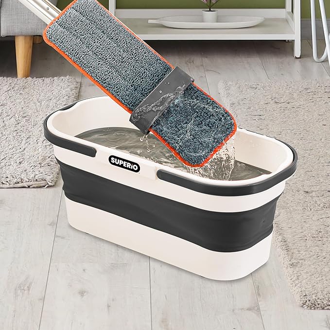 Superio Fold N' Go Mop Buckets with Wheels 2-Pack - Collapsible Cleaning Bucket, 10L, Portable Water Pail for Home, Car, and Outdoor Use