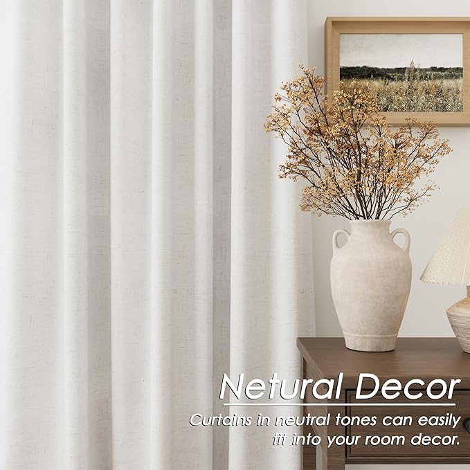 Nanspring Cream 100% Blackout Kitchen Curtains Back Tab Rod Pocket Thermal Insulated Textured Short Blackout Curtains 2 Panels Set Neutral Modern Farmhouse Room Darkening Curtain 40x72