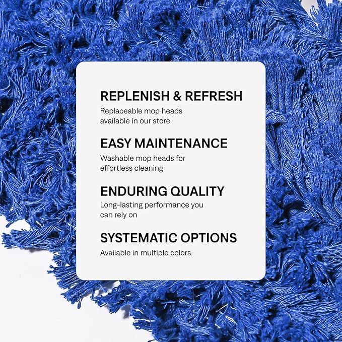 Tidy Tools Commercial Dust Mop Replacement Head - 24 x 5 in. Cotton Nylon Reusable Mop Head- Industrial Dust Mop Refill for Floor Cleaning & Janitorial Supplies, Blue