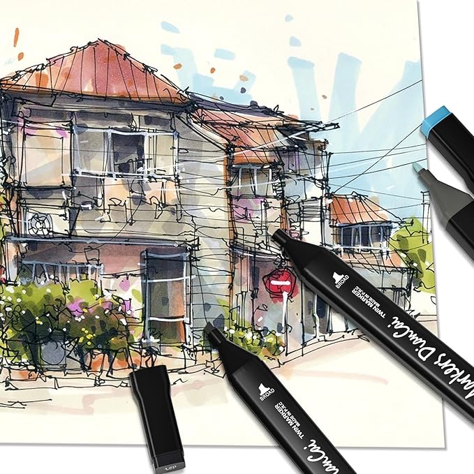 wyewye Alcohol Markers, 168 Colors Dual Tip Permanent Art Marker Set for Kids, Coloring Painting Supplies Sketch Drawing Pens for Adults, Holiday Present for Boys Girls Students (Black)