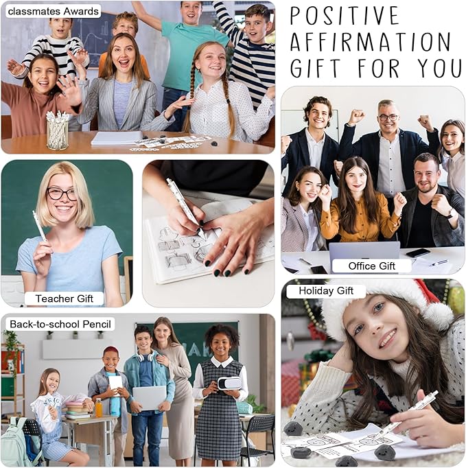 30 Sets Christmas Inspirational Gifts You Rock Pencils Bulk 6 Styles 0.7 mm Mechanical Pencils with Erasers Positive Cards for Xmas Holiday Student Teacher Coworker School Office Supplies