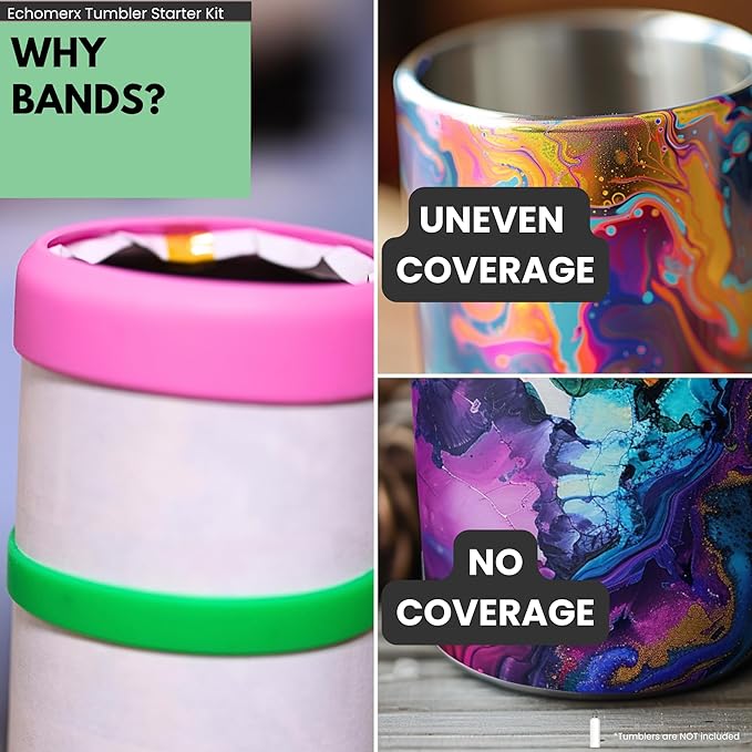 echomerx Sublimation Tape Dispenser Bundle Tumbler Edition - Semi-Auto Tape Dispenser, Heat Resistant Gloves, Heat Tapes & More - Ultimate Starter Kit for Tumbler Sublimation