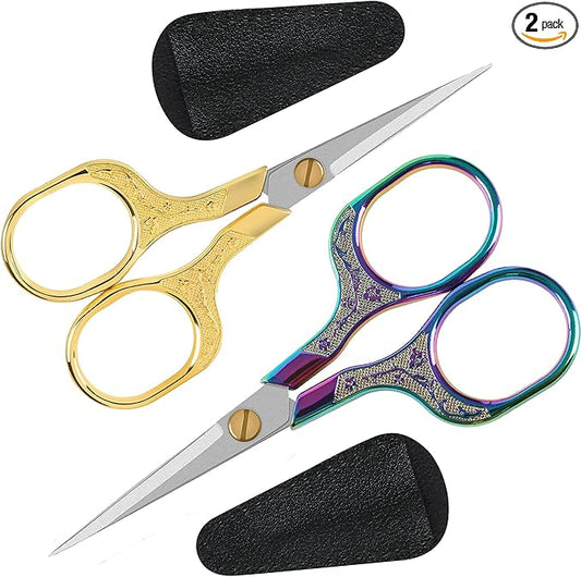 Embroidery precision scissors-Glexal 5 Inch Vintage Scissors-2 pack,Ultra Sharp Blade Shears,scotch small crafts scissors for multi purpose…