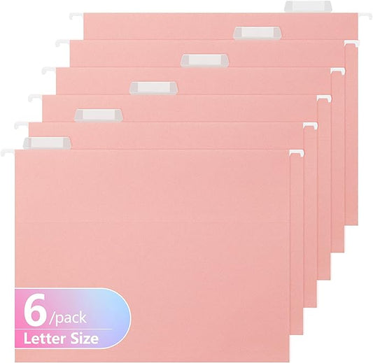 Extra Capacity Hanging File Folders,6 Pack Reinforced Letter Size Hanging Folders with Heavy Duty 2 Inch Expansion,Designed for Bulky Files,Medical Charts,Assorted Colors (2444U 6Pack)