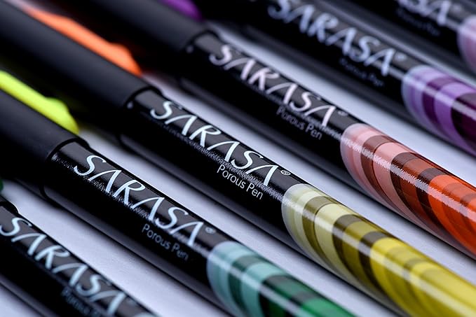 Zebra Pen Sarasa Fineliner Marker Pen, Needle Point, 0.8mm, Assorted Ink Colors, 4-Pack