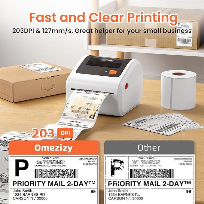 Bluetooth Thermal Shipping Label Printer - D450BT Thermal Label Printer 4x6 for Small Business & Shipping Packages, Compatible with iPhone, Android, iPad, Windows, macOS, USPS, Amazon, Tiktok