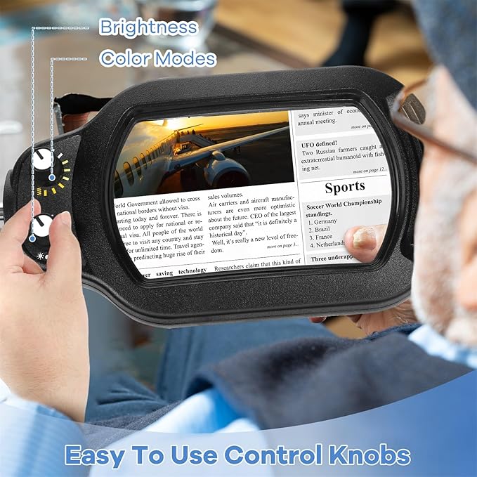 10X Rectangle Magnifying Glass with Light and Stand, Real Glass Lighted Magnifier Hands Free, Mechanical Knob 5 Color Modes Stepless Dimmable, 2-in-1 LED Desk Lamp with Clamp for Close Work, Reading