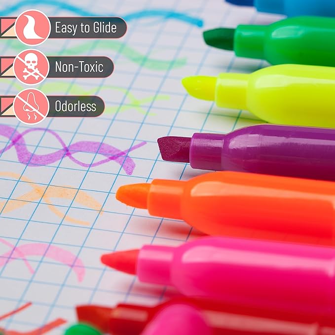 Mr. Pen- Highlighters Assorted Colors, 28 Pack, Chisel Tip, 7 Bright Fluorescent Colors, Quick Dry, Odorless & Non-Toxic Ink