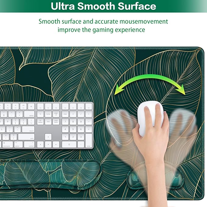 Desk Mat, Large Gaming Mouse Pad with Wrist Rest, 4in1 XXL Mousepad+Keyboard Wrist Rest+Mouse Pad Wrist Support+Cup Coaster Set Ergonomic for Computer Desk Accessories Decor Home Office Table Women