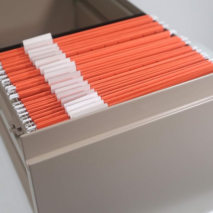 Smead Standard Hanging File Folders, 25 Count, Orange, 1/5-Cut Adjustable Tabs, Letter Size (64065)