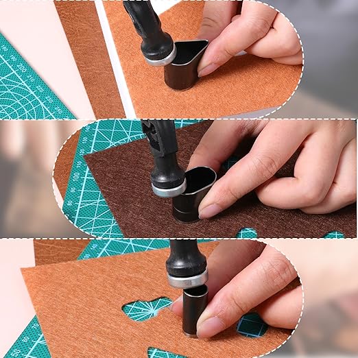 52 Pcs Hole Hollow Punch Tool, Heavy-Duty High-Carbon Steel Leather Cutting Dies Multi-Shape Hollow Punch Cutter DIY Leathers Working Tools for Belt/Watchband/Handmade Crafts Precision Hole Punching