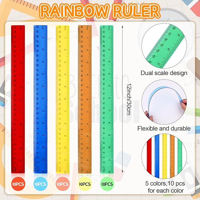 200Pcs School Supplies Kit Bulk Include 50Pencil Sharpeners 50 Pencil Pouches Bulk 50 Safety Blunt Tip Student Scissors 50 12Inch Plastic Rulers Back to School Supply for Student Office