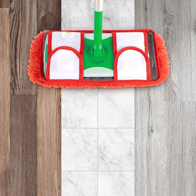 Reversible Double Sided Swiffer Compatible Mop Head | Microfiber Replacement Pads | Dust and Floor Mop for Wet and Dry Cleaning | Set of 2