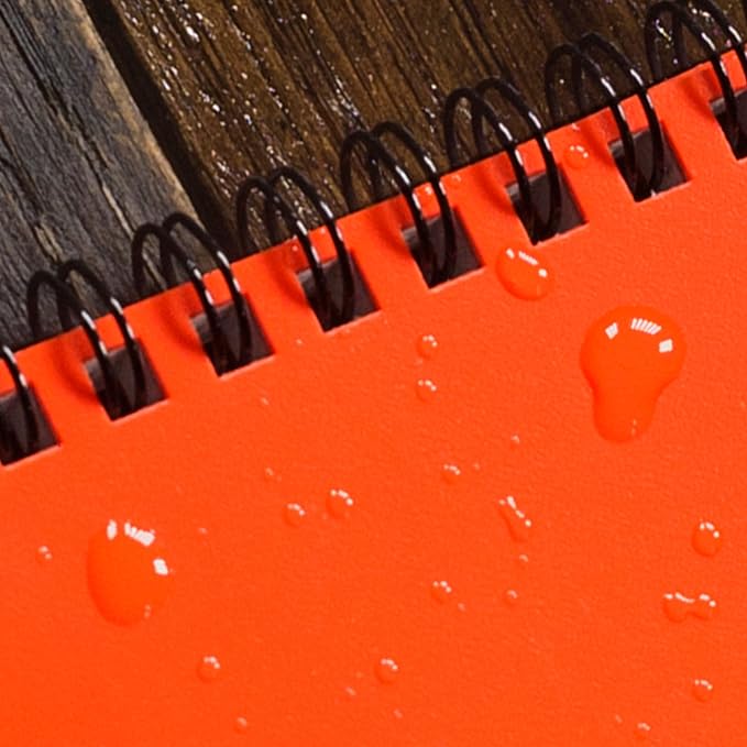 Rite In The Rain OR46 Weatherproof Top Spiral Notebook, 4" x 6" Orange Cover, Universal Pattern