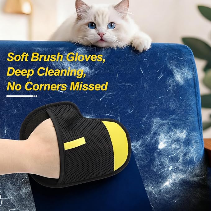 CONAMEI Pet Hair Removal Glove for Dogs and Cats,2 PCS Upgraded Double Sided Electrostatic Pet Hair Removal Gloves,Reusable Pet Cat Dog Hair Remover Gloves for Couch,Carpet,Bed Sheets,Blankets,Clothes