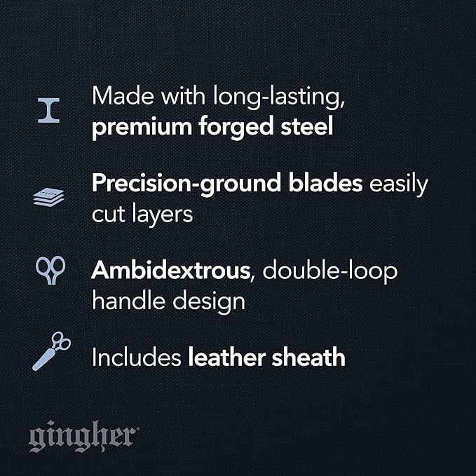 Gingher Curved Embroidery Scissors, 4" Premium Forged Steel Shears, Sharp Knife Edge Sewing Scissors for Precise Cuts of Thread, Yarn, and Needlework, with Protective Sheath, Ambidextrous Design