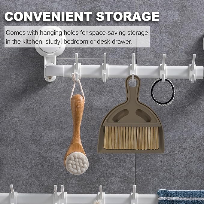 BSMstone Mini Broom and Dustpan Set Hand Broom with Dustpan Portable Housekeeping Cleaning Tools for Desk,Counter,Sofa,Kitchen,Office,Nest (Coffee)