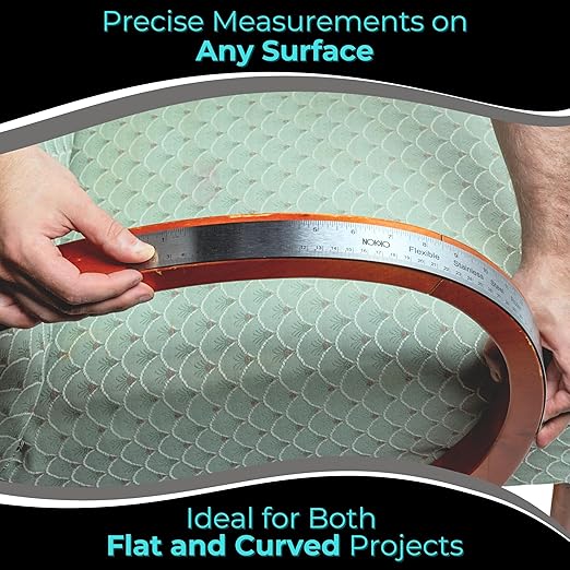 NOKKO 18 Inch Metal Ruler with Cork Backing, Pack of 2 - Stainless Steel Straight Edge Ruler with Inches and Centimeters, Non-Slip Cork Back for Precision Measurement and Stability