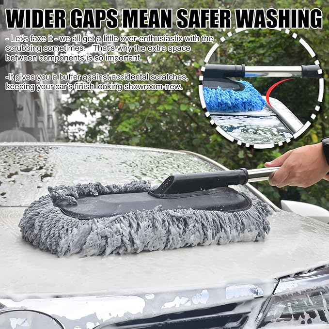 Ultimate Car Duster - The Best Microfiber Multipurpose Duster - Pollen Removing - Exterior or Interior Use - Lint Free - Long Unbreakable Extendable Handle