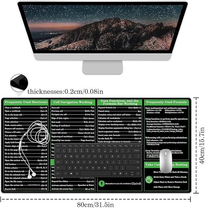 Desk Pad Protector, Mouse Pad, Office Desk Mat, Non-Slip PU Leather Desk Blotter, Laptop Desk Pad, Waterproof Desk Writing Pad for Office and Home (Excel)