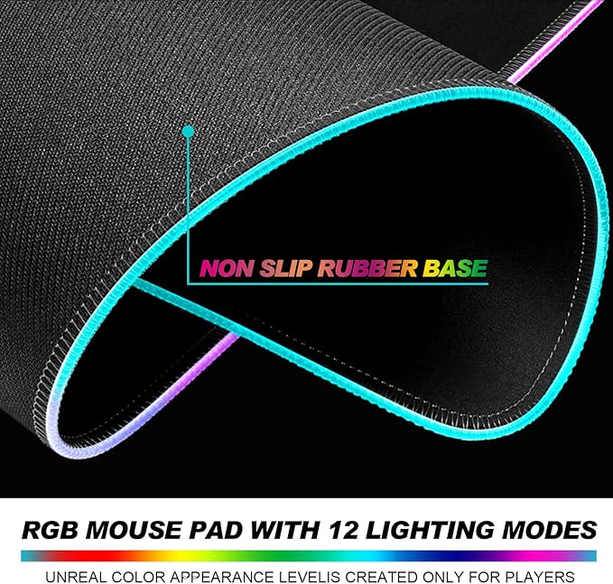 RGB Pretty Purple Bows Gaming Desk Mat, Computer Keyboard Large Extended Long Girly LED Mouse Pad for Office and Home, XL (W15)