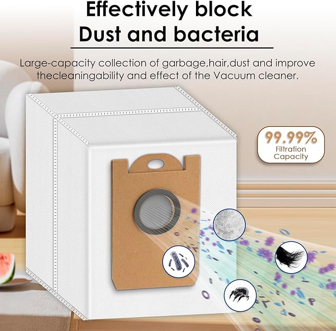 (20 Pack) T20+, T25+, T30+ Replacement Parts Compatible with Airrobo T20+, T25+, T30+ Robot Vacuum Cleaner, 2 Roller Brush, 4 Side Brushes, 5 Dust Bags, 5 HEPA Filters, 4 Mop Pads, Accessories Kit