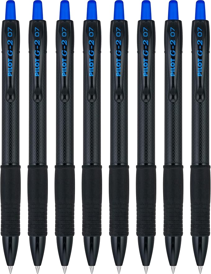 PILOT G2 Edge Blue Premium Gel Roller Pens, 0.7 mm Fine Point Pens, Sensory Writing Experience, 8ct Box - Ideal for School, Journaling & Office Writing