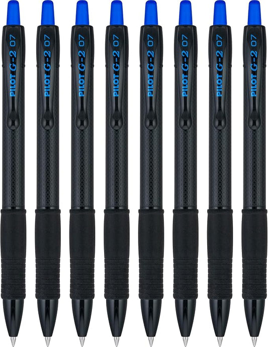 PILOT G2 Edge Blue Premium Gel Roller Pens, 0.7 mm Fine Point Pens, Sensory Writing Experience, 8ct Box - Ideal for School, Journaling & Office Writing