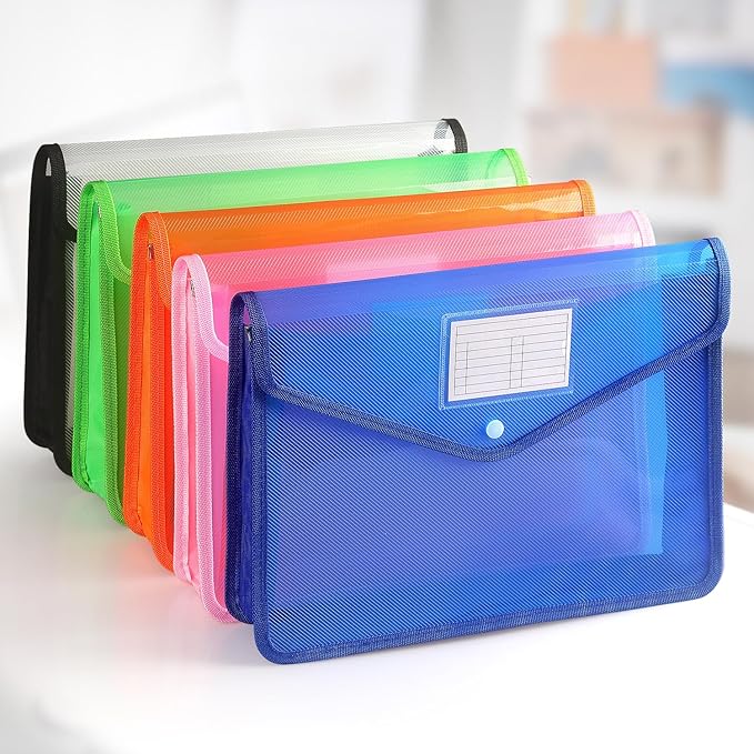 Plastic Expanding File Folder, Transparent envelopes with Snap Closure, No Dividers, Large Capacity, Fit Letter/A4 Size (Blue)