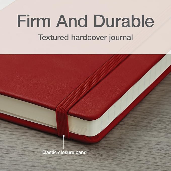 Oxford Journal, Lined Writing Notebook, Writer's Journal, Classic Notebook for School or Office, 240 Pages of Lined Ivory Paper, 5" x 8.25", Red Hardcover (1014598)