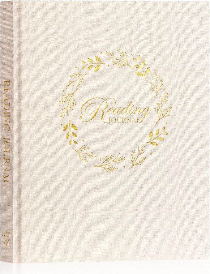 Lanpn Reading Journal Book Journal for Book Lovers Readers, 52 Book Reviews Linen Hardcover Book Tracker Journal, 158 Pages Reading Log Book Reading Notebook Bookish Gifts, 9.3" x 7.7" (Beige)