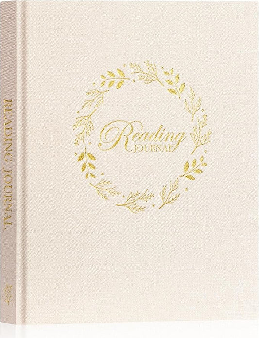 Lanpn Reading Journal Book Journal for Book Lovers Readers, 52 Book Reviews Linen Hardcover Book Tracker Journal, 158 Pages Reading Log Book Reading Notebook Bookish Gifts, 9.3" x 7.7" (Beige)