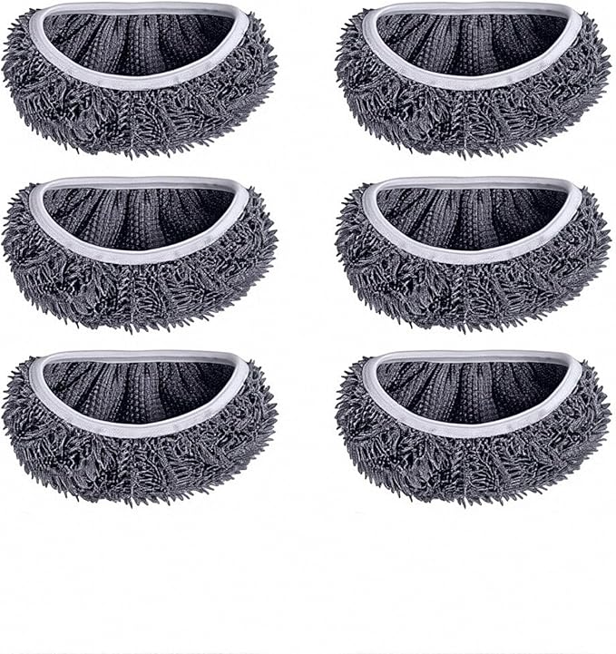 Sakerplus Chenille Mop Refill Pads for Home Use– Replacement Mop Heads for Floor Cleaning,Fits Most Standard Mops, for Hardwood Tile Laminate Floors (Gray 6PCS)