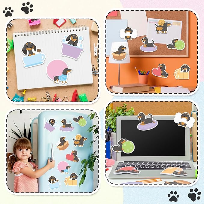 CJiangpo 30Pcs Dachshund Sticky Notes Cute Dog Sticky Note Pads, 600 Sheets Self Stick Notepad Memo Pads Funny Page Marker Classroom Rewards Back to School Animal Party Favors Filler Gift
