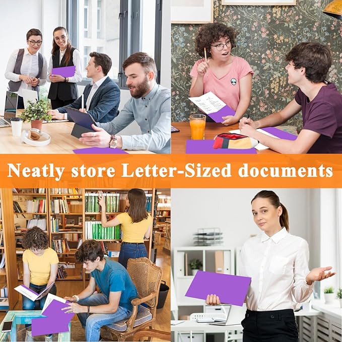 Two Pocket Folders,25 Pack Purple Folders with Pockets Fit Letter Size Paper,Thick Paper File Folder for School Office Business Home