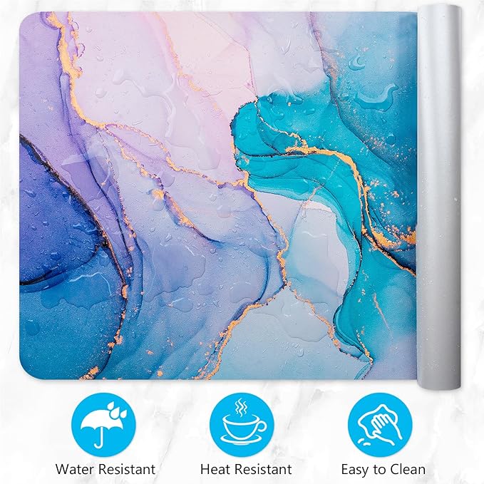 Desk Mat, Desk Pad Dual Leather Sided Desktop Mat for Office and Home,Desk Organization and Accessories Ideal for Large Mouse Pad and Desk Mats on Top of Desks (Blue Pink Marble 31.5"x 15.7")