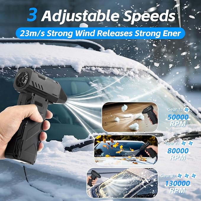 Compressed Air Duster 180000RPM Super Power Electric Air Duster, Cordless Air Duster, Rechargeable Brushless Motor Durable Blower, 3 Speed Adjustable Dust Blower, for Computer, Keyboard, Car, Outdoor