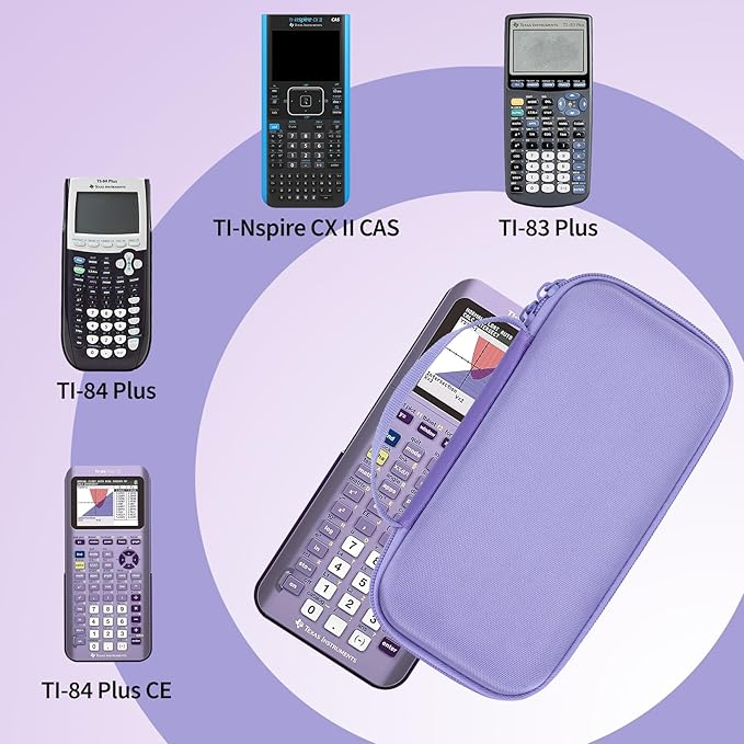 Storage Case Compatible with Texas Ti-84 Plus CE/TI-84 Plus/TI-Nspire CX II CAS/TI-Nspire CX II/TI-83 Plus/TI-89 Titanium/TI-85/TI-86 Calculator (Lilac)