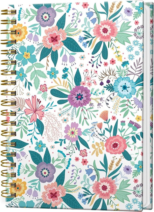 Spiral Notebook Journal for Women Men, A5 Hardcover Journal, 120 Pages Thick Paper, College Ruled Writing Notebook for School, Work & Office 8.3'' × 5.9''(Colorful Spring Flowers)