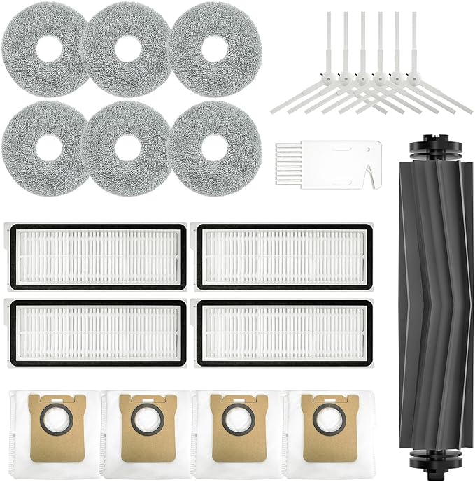 Aileway 22 Pcs Replacement Parts Accessories for Dreame L10s Ultra/L10s Pro Gen 2/L10s Ultra/L10s Pro/L10 Prime/Xiaomi X10+/X20+, Mop Pads X6; Dust Bag X4; Filter X4; Main Brushes X1; Side Brushes X6