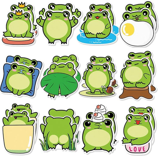 Yinder 24 Pads Cute Sticky Notes Kawaii Fun Animal Sticky Notes Pads Bulk Cartoon Memo Self Adhesive for Veterinary Gift Office School Tab Party Supplies(Frog)
