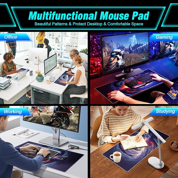 Space Nebula Theme Gaming Mouse Pad, Cool Style Mouse Pad, Comfortable Rebound Smooth Fabric Surface & Non-Slip Rubber Base, Excellent Control & Stability Gaming Desk Mat