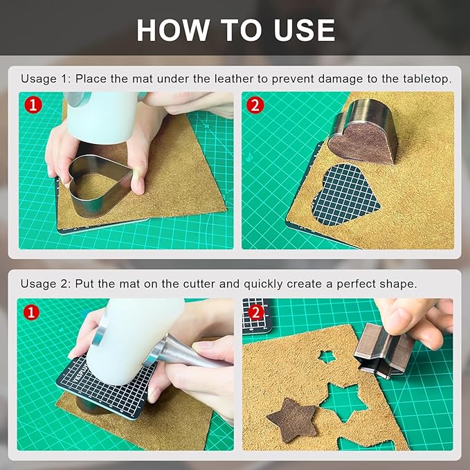 Leather Circle Cutter Tool Set, 7 Pieces Circle Punch Tools 20 25 30 35 40 45 50mm, High Carbon Steel Leather Round Cutting Dies, Curcle Hole Punch Tool Kit for DIY Leathercrafts